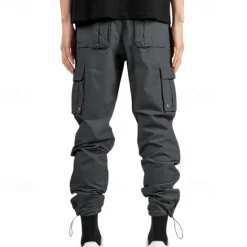 Online OUKU Men's Cargo Pants Trousers Elastic Waist Multi Pocket Plain Wearable Outdoor Daily Camping & Hiking Fashion Classic Black Army Green