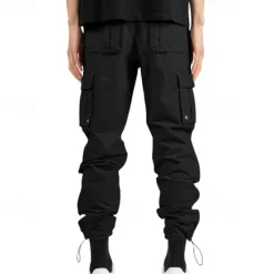 Online OUKU Men's Cargo Pants Trousers Elastic Waist Multi Pocket Plain Wearable Outdoor Daily Camping & Hiking Fashion Classic Black Army Green
