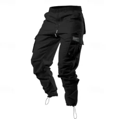 Online OUKU Men's Cargo Pants Trousers Elastic Waist Multi Pocket Plain Wearable Outdoor Daily Camping & Hiking Fashion Classic Black Army Green