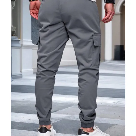 Online OUKU Men's Cargo Pants Trousers Drawstring Elastic Waist Multi Pocket Plain Wearable Outdoor Daily Camping & Hiking Fashion Classic ArmyGreen Black