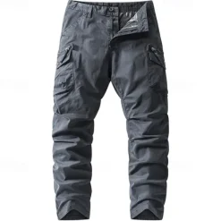 New OUKU Men's Cargo Pants Trousers Buttons Multi Pocket Plain Quick Dry Moisture Wicking Full Length Outdoor Daily Camping & Hiking Fashion Classic Black Army Green