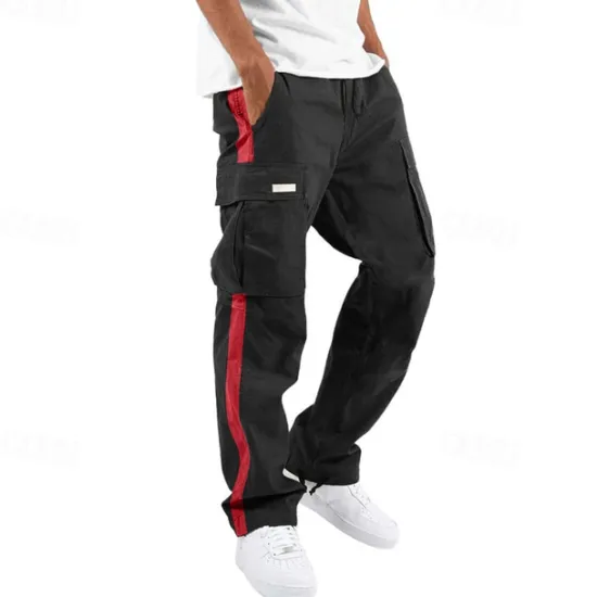 Sale OUKU Men's Cargo Pants Trousers Drawstring Elastic Waist Multi Pocket Color Block Wearable Outdoor Daily Camping & Hiking Fashion Classic White / Black Black
