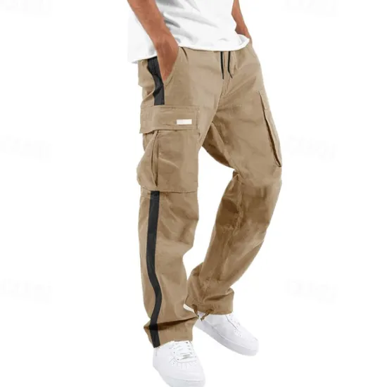 Sale OUKU Men's Cargo Pants Trousers Drawstring Elastic Waist Multi Pocket Color Block Wearable Outdoor Daily Camping & Hiking Fashion Classic White / Black Black