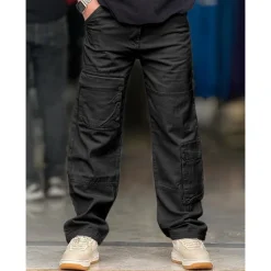 OUKU Men's Cargo Pants Trousers Chino Pants Casual Pants Elastic Waist Multi Pocket Straight Leg Plain Comfort Soft Full Length Outdoor Casual Daily Fashion Streetwear Black Khaki