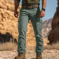 Outlet OUKU Men's Cargo Pants Trousers Hiking Pants Multi Pocket Straight Leg Plain Comfort Soft Full Length Outdoor Business Daily Fashion Streetwear Black Green