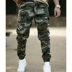 Best OUKU Men's Cargo Pants Trousers Drawstring Elastic Waist Multi Pocket Camo Wearable Outdoor Daily Camping & Hiking Fashion Classic Army Green Gray