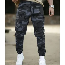 Best OUKU Men's Cargo Pants Trousers Drawstring Elastic Waist Multi Pocket Camo Wearable Outdoor Daily Camping & Hiking Fashion Classic Army Green Gray