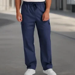 Discount OUKU Men's Cargo Pants Trousers Drawstring Elastic Waist Multi Pocket Plain Wearable Outdoor Daily Camping & Hiking Fashion Classic Black White