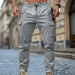 Discount OUKU Men's Cargo Pants Trousers Drawstring Multi Pocket Flap Pocket Plain Wearable Outdoor Daily Camping & Hiking Fashion Classic ArmyGreen Black