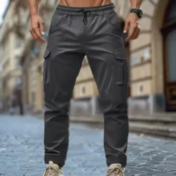 Discount OUKU Men's Cargo Pants Trousers Drawstring Multi Pocket Flap Pocket Plain Wearable Outdoor Daily Camping & Hiking Fashion Classic ArmyGreen Black
