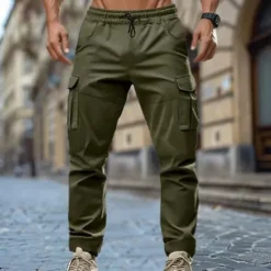 Discount OUKU Men's Cargo Pants Trousers Drawstring Multi Pocket Flap Pocket Plain Wearable Outdoor Daily Camping & Hiking Fashion Classic ArmyGreen Black