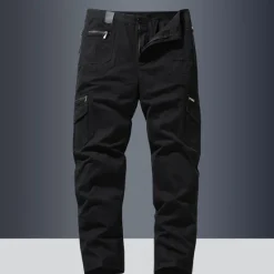 OUKU Men's Cargo Pants Trousers Buttons Multi Pocket Plain Wearable Outdoor Daily Camping & Hiking Fashion Classic Black Yellow
