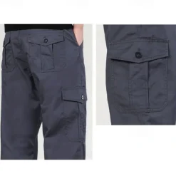 OUKU Men's Cargo Pants Trousers Work Pants Buttons Elastic Waist Multi Pocket Plain Wearable Outdoor Daily Camping & Hiking Fashion Classic Black Army Green
