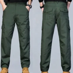 OUKU Men's Cargo Pants Trousers Work Pants Buttons Elastic Waist Multi Pocket Plain Wearable Outdoor Daily Camping & Hiking Fashion Classic Black Army Green
