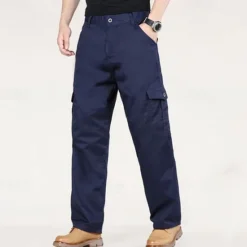 OUKU Men's Cargo Pants Trousers Work Pants Buttons Elastic Waist Multi Pocket Plain Wearable Outdoor Daily Camping & Hiking Fashion Classic Black Army Green