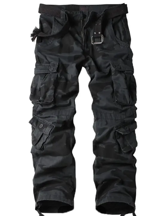 Outlet OUKU Men's Cargo Pants Work Pants Parachute Pants Pocket Multi Pocket High Rise Solid Colored Wearable Outdoor Full Length Outdoor Casual Streetwear Classic Loose Fit Yellow camouflage Grass Green High
