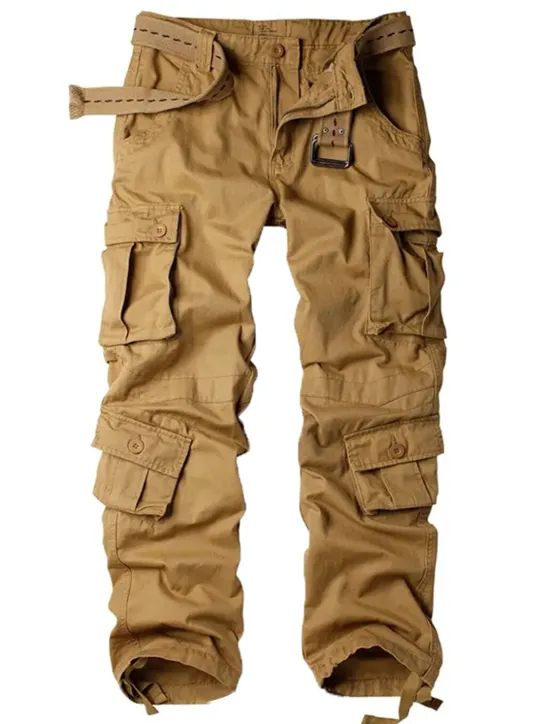 Outlet OUKU Men's Cargo Pants Work Pants Parachute Pants Pocket Multi Pocket High Rise Solid Colored Wearable Outdoor Full Length Outdoor Casual Streetwear Classic Loose Fit Yellow camouflage Grass Green High