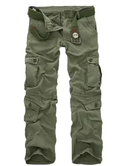 Outlet OUKU Men's Cargo Pants Work Pants Parachute Pants Pocket Multi Pocket High Rise Solid Colored Wearable Outdoor Full Length Outdoor Casual Streetwear Classic Loose Fit Yellow camouflage Grass Green High