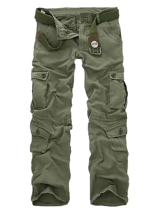 Outlet OUKU Men's Cargo Pants Work Pants Parachute Pants Pocket Multi Pocket High Rise Solid Colored Wearable Outdoor Full Length Outdoor Casual Streetwear Classic Loose Fit Yellow camouflage Grass Green High