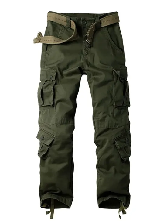 Outlet OUKU Men's Cargo Pants Work Pants Parachute Pants Pocket Multi Pocket High Rise Solid Colored Wearable Outdoor Full Length Outdoor Casual Streetwear Classic Loose Fit Yellow camouflage Grass Green High