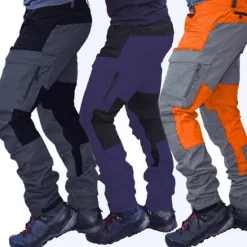 Online OUKU Men's Cargo Pants Work Pants Track Pants Streetwear Color Block Outdoor Ripstop Breathable Multi Pockets Sweat wicking Bottoms 6 Pockets Zipper Pocket Black Purple Cotton Work Hunting Fishing M L XL
