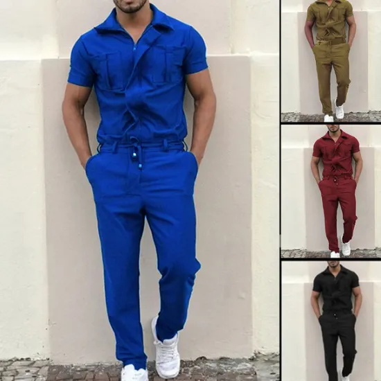 Sale OUKU Men's Cargo Pants Work Pants Jumpsuit Rompers Solid Color Nightclub Streetwear Stylish Casual / Sporty Slim Black Wine