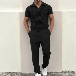 Sale OUKU Men's Cargo Pants Work Pants Jumpsuit Rompers Solid Color Nightclub Streetwear Stylish Casual / Sporty Slim Black Wine