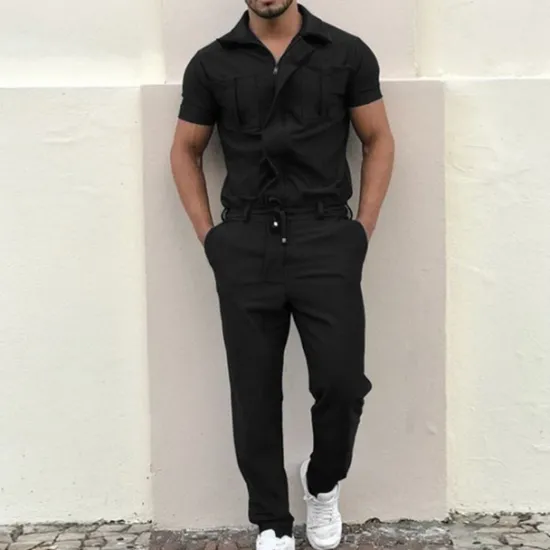 Sale OUKU Men's Cargo Pants Work Pants Jumpsuit Rompers Solid Color Nightclub Streetwear Stylish Casual / Sporty Slim Black Wine