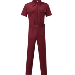 Sale OUKU Men's Cargo Pants Work Pants Jumpsuit Rompers Solid Color Nightclub Streetwear Stylish Casual / Sporty Slim Black Wine