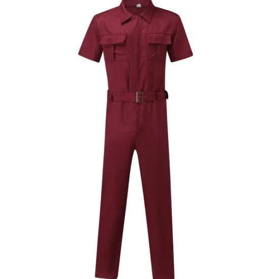 Sale OUKU Men's Cargo Pants Work Pants Jumpsuit Rompers Solid Color Nightclub Streetwear Stylish Casual / Sporty Slim Black Wine
