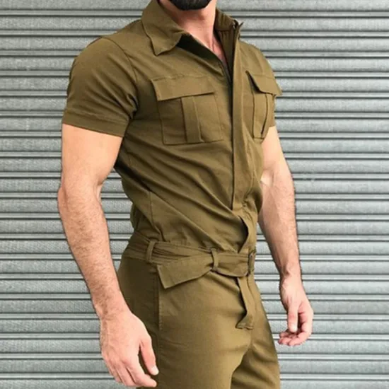 Sale OUKU Men's Cargo Pants Work Pants Jumpsuit Rompers Solid Color Nightclub Streetwear Stylish Casual / Sporty Slim Black Wine
