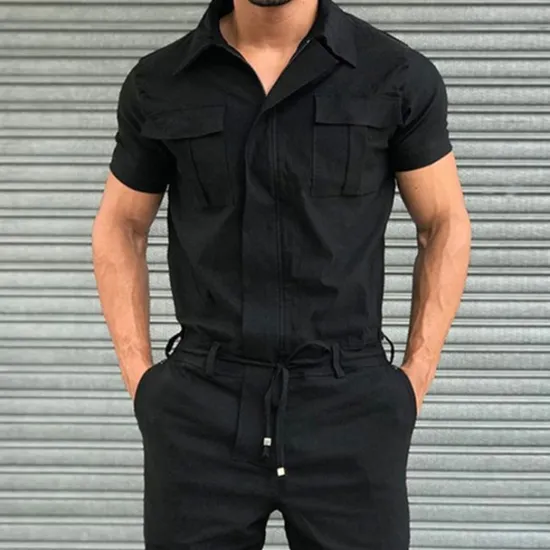 Sale OUKU Men's Cargo Pants Work Pants Jumpsuit Rompers Solid Color Nightclub Streetwear Stylish Casual / Sporty Slim Black Wine