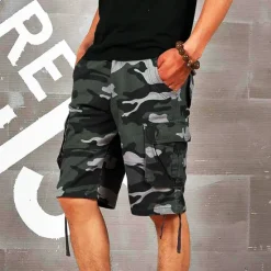 Discount OUKU Men's Cargo Shorts Baggy Shorts Multi Pocket 6 Pocket Camouflage Breathable Knee Length Sports Outdoor Streetwear Casual Black Blue