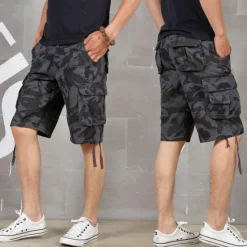 Discount OUKU Men's Cargo Shorts Baggy Shorts Multi Pocket 6 Pocket Camouflage Breathable Knee Length Sports Outdoor Streetwear Casual Black Blue