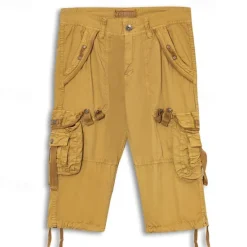 Hot OUKU Men's Cargo Shorts Below Knee Length Shorts Capri Pants Hiking Shorts Multi Pocket Plain Calf-Length Daily Basic Big and Tall Wine Army Green
