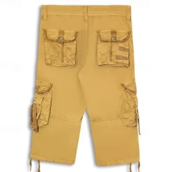 Hot OUKU Men's Cargo Shorts Below Knee Length Shorts Capri Pants Hiking Shorts Multi Pocket Plain Calf-Length Daily Basic Big and Tall Wine Army Green
