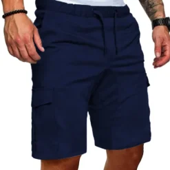 Clearance OUKU Men's Cargo Shorts Bermuda shorts Casual Shorts Drawstring Plain Comfort Breathable Casual Daily Holiday Fashion Classic Style Black Army Green