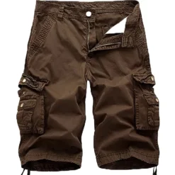 Discount OUKU Men's Cargo Shorts Bermuda shorts Work Shorts Hiking Shorts Leg Drawstring Multi Pocket 6 Pocket Plain Knee Length Sports Outdoor Going out Streetwear Classic Black Red