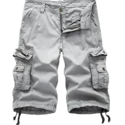 Discount OUKU Men's Cargo Shorts Bermuda shorts Work Shorts Hiking Shorts Leg Drawstring Multi Pocket 6 Pocket Plain Knee Length Sports Outdoor Going out Streetwear Classic Black Red
