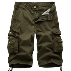 Discount OUKU Men's Cargo Shorts Bermuda shorts Work Shorts Hiking Shorts Leg Drawstring Multi Pocket 6 Pocket Plain Knee Length Sports Outdoor Going out Streetwear Classic Black Red
