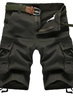 Clearance OUKU Men's Cargo Shorts Bermuda shorts Hiking Shorts Pocket Multi Pocket Straight Leg Solid Color Wearable Outdoor Knee Length Casual Daily Shorts Cotton-padded Trousers ArmyGreen Black High Waist
