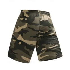 Best OUKU Men's Cargo Shorts Camo Shorts Shorts Summer Shorts Drawstring Elastic Waist Multi Pocket Camouflage Comfort Wearable Knee Length Outdoor Sport Daily Fashion Casual Black Khaki