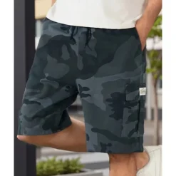 Best OUKU Men's Cargo Shorts Camo Shorts Shorts Summer Shorts Drawstring Elastic Waist Multi Pocket Camouflage Comfort Wearable Knee Length Outdoor Sport Daily Fashion Casual Black Khaki