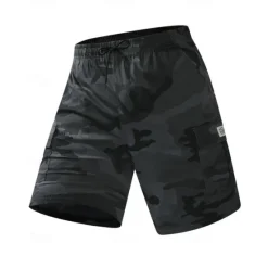 Best OUKU Men's Cargo Shorts Camo Shorts Shorts Summer Shorts Drawstring Elastic Waist Multi Pocket Camouflage Comfort Wearable Knee Length Outdoor Sport Daily Fashion Casual Black Khaki