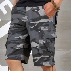 Sale OUKU Men's Cargo Shorts Camo Shorts Shorts Hiking Shorts Print Leg Drawstring 6 Pocket Camouflage Comfort Outdoor Daily Going out Fashion Streetwear Black Blue