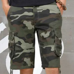 Sale OUKU Men's Cargo Shorts Camo Shorts Shorts Hiking Shorts Print Leg Drawstring 6 Pocket Camouflage Comfort Outdoor Daily Going out Fashion Streetwear Black Blue