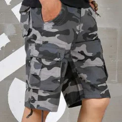 Sale OUKU Men's Cargo Shorts Camo Shorts Shorts Hiking Shorts Print Leg Drawstring 6 Pocket Camouflage Comfort Outdoor Daily Going out Fashion Streetwear Black Blue
