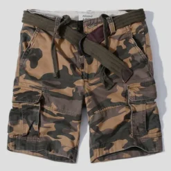 Online OUKU Men's Cargo Shorts Camo Shorts Casual Shorts Pocket Plain Camouflage Comfort Breathable Outdoor Daily Going out Fashion Casual Dark Brown Dark Khaki