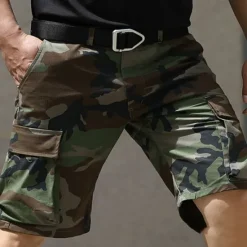 OUKU Men's Cargo Shorts Camo Shorts Shorts Summer Shorts Multi Pocket Flap Pocket Camouflage Camo / Camouflage Comfort Wearable Knee Length Outdoor Sport Daily Fashion Casual Army Green