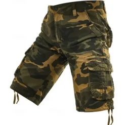Discount OUKU Men's Cargo Shorts Camo Shorts Shorts Summer Shorts Multi Pocket Flap Pocket Camo Camouflage Comfort Wearable Knee Length Outdoor Sport Daily Fashion Casual Red Purple